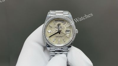 8+ Factory Rolex Daydate 40mm Diamond Bezel 3255 Movement Beige/Diamond Face Watch
